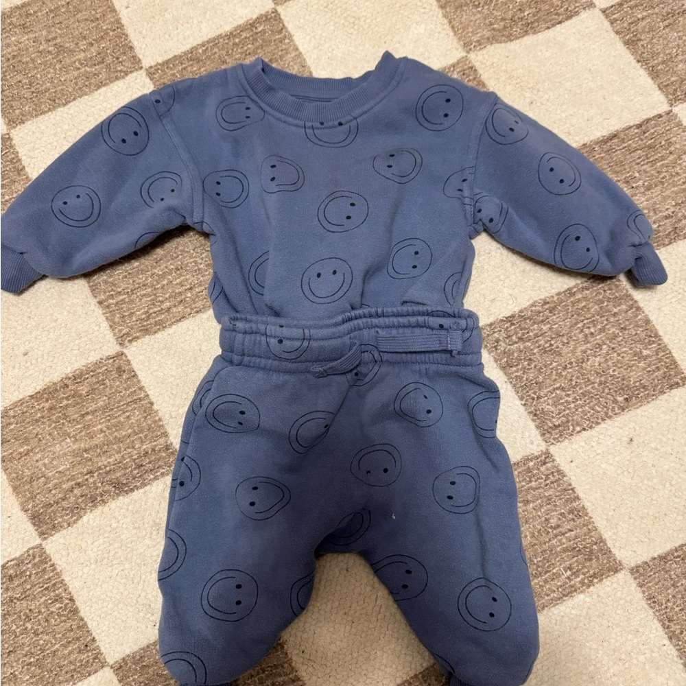 Kids One Piece Smiley Face Blue Outfit